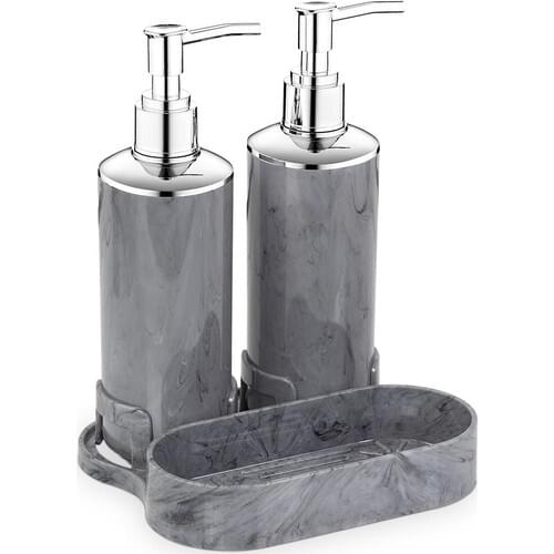 OceanLand Marble Pattern Twin Liquid Soap Dispenser Home Bathroom elegance colorful Grey-White-Black