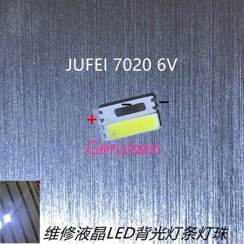 50PCS/LOT Original JUFEI LED 7020 light-emitting Light Beads High Power1W 6V 90LM Cool white For LED LCD TV Backlight new