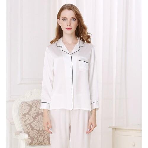 22 Momme Silk Pajamas For Women Mulberry Silk Sleepwear Lady Long-sleeved Real Silk Pajama Sets Plus Size Female Nightwear