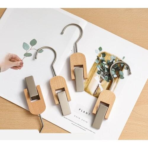 Sainwin 5pcs/lot Clothes store props multi-functional hook solid wood Clips hat pants simple hooks
