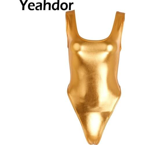 Sexy Women One-piece Lingerie Bodysuit 2021 Sleeveless Mock Neck High Cut Crotchless Thong Leotard Jumpsuit Female Dancewear