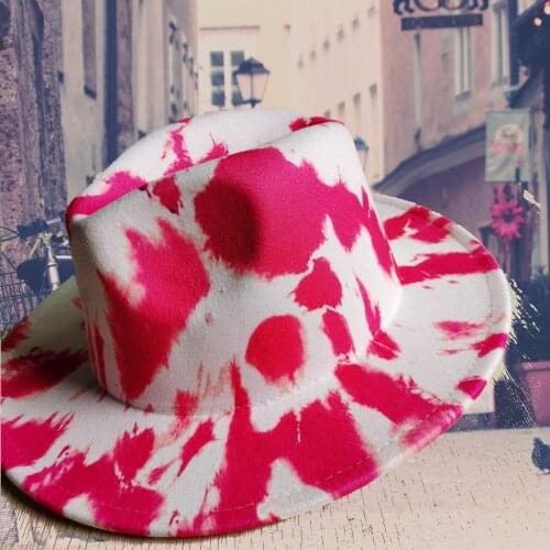 Fedoras spring Panama felt hat for women jazz hat church hat top cap Tie dyed spring fedoras hats for men шляпа женская