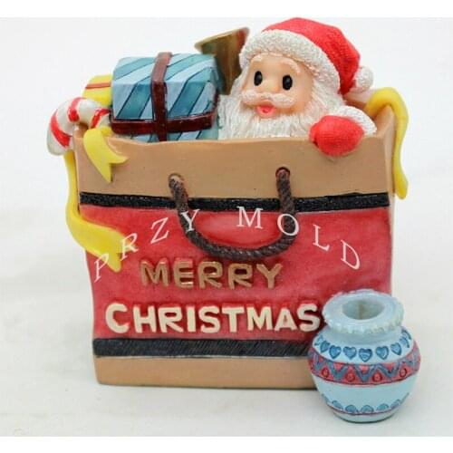 Silicone Mold Christmas 3d Bag of Santa Claus and Gifts Candles Mold Handmade Soap Molds Moulds Silica Gel Rubber PRZY 001
