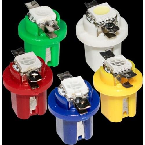 100x T5 LED Lamp B8.5D led Car Gauge 5050 1 t5 SMD led 1smd B8.5 led Speedo Dashboard Dash Side Light Bulb White Blue Red Green