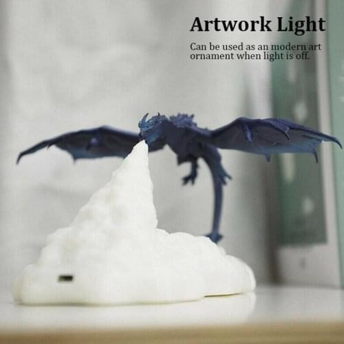 3D Printed LED Fire Dragon Lamps Night Light Rechargeable Soft For Bedroom Bedroom Decor Hiking Light Kid Room Mood Camping