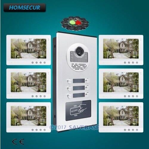 HOMSECUR 10.1inch Multi Apartment Video&Audio Smart Doorbell+Lock Release Button For 6 Families