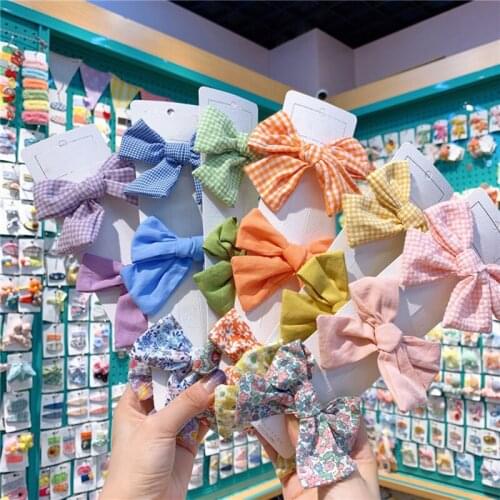 3Pcs/Set Cute Hair Clips For Kids Toddler Striped Floral Fabric Hair Bows For Baby Girls Hair Accessories Baby Stuff