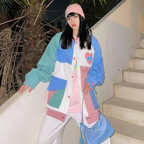 Jackets Women Patchwork Designed Fashionable Retro Japan Style Harajuku Streetwear Leisure Coats All-match Sweet Lovely S-3XL