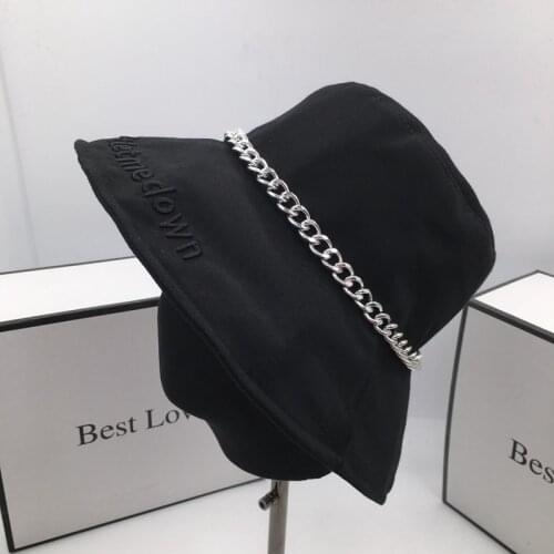 Ummer chain letters women 's bucket hat folding sun hat basin of female wide-brim hats ins leisure boom