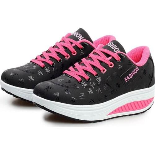 Big Size 35-42 High Quality Women Platform Casual Shoes Lace Up Black and Red Female Flat Casual Sneakers Women Flats