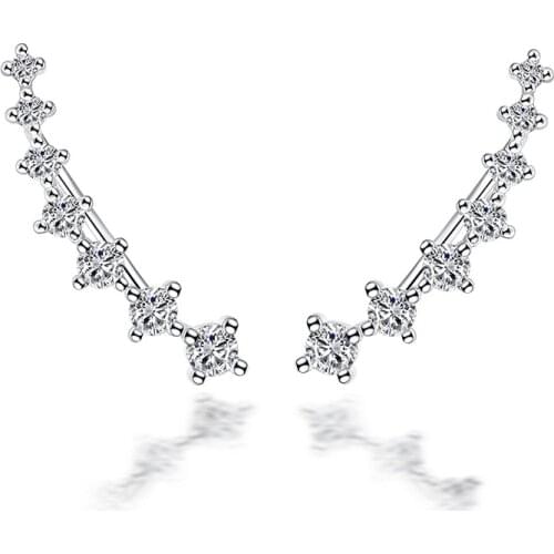 925 Sterling Silver Four Claws Seven Stars Zircon Clip Earrings For Women Ear Cuff boucle d'oreille femme pendientes oorbellen