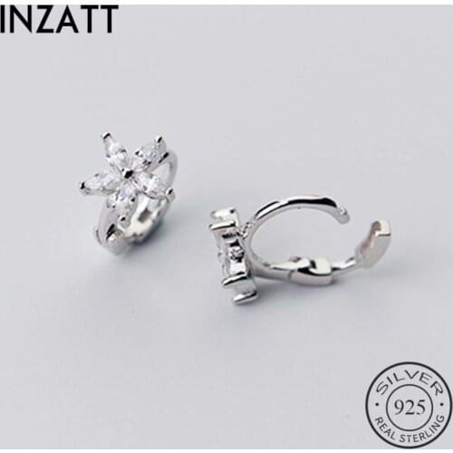INZATT Real 925 Sterling Silve Zircon Flower Hoop Earrings For Fashion Women Party Fine Jewelry 2019 Accessories Gift