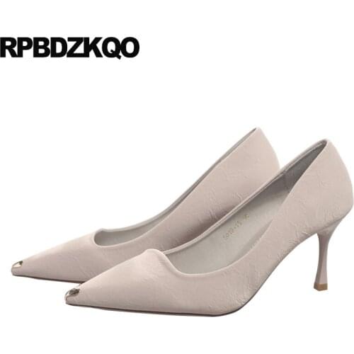 Pumps stiletto high heels metal 3 inch pointed toe fashion brand women shoes 2019 pink scarpin size 4 34 slip on casual black