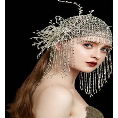 Womens Party Festival Handmade Finish Bride Taking Fashion Top Hat Catwalk Show Exaggerated Headdress halloween decoration