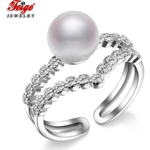 New Design 4 Colors Natural Freshwater Cultured Pearl Rhinestone Ring for Women Gifts Fashion Accessories Wholesale