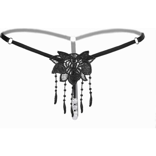 Women sexy lingerie Erotic Panties Open crotch Cute underwear Crotchless Couple sex wear Flirty G-string thong with pearl