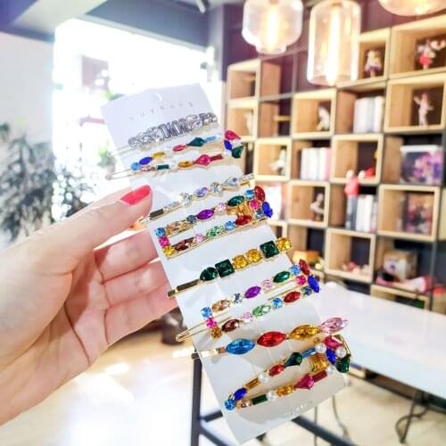 1 Pcs New Design Shiny Crystal Rhinestones Hairpins Barrettes Colorful Geometric Hair Clips Hairstyle Hair Accessories Barrettes