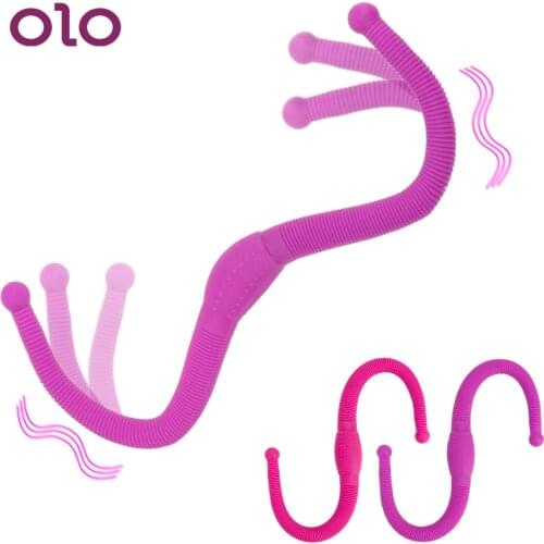 OLO 12 Speed Vaginal massager Flexible Strapon Dildo Vibrators Anal Sex Toy for Women Lesbian Double Head G spot Erotic