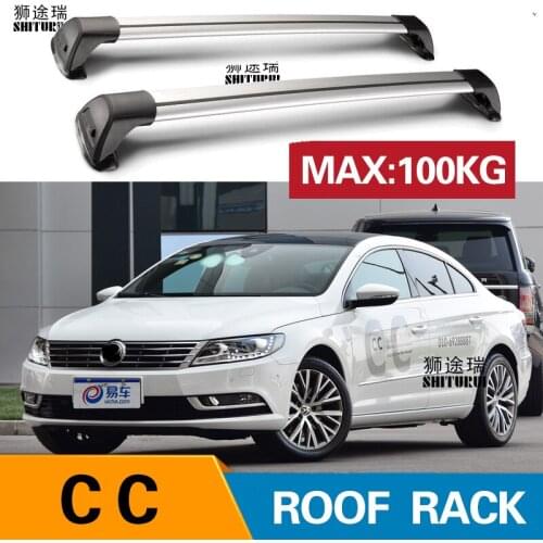 2 pcs For VOLKSWAGEN CC, 4-dr Coupe, 2012-2017 roof bar car special aluminum alloy belt lock Led shooting ROOF RACK CORSS rack