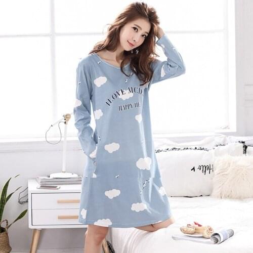 2020 Spring Summer Cotton Nightgowns Nightdress Soft Home Dress Sexy Nightwear Women Sleepwear Sleep Lounge Vintage Nightgown