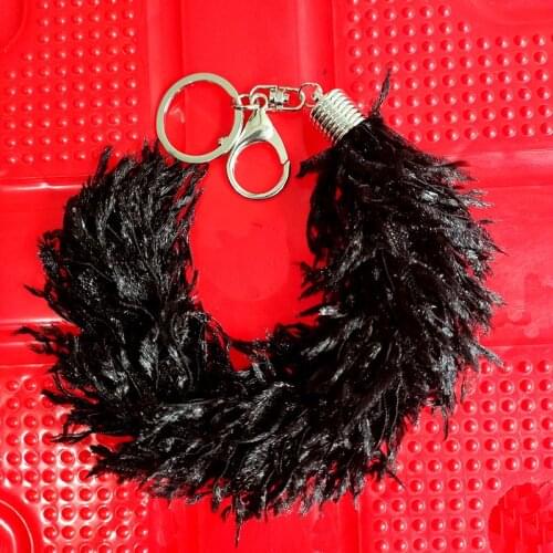 2020 Fake Feather Tassel Key Chain Big Pompon Tail Keychain Women Arts Crafts Bag Charming Pendant Soft Car Key Holder Nice Gift