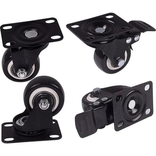 4Pcs 1.6in Heavy Duty Swivel Caster Wheels with Safety Dual Locking and Polyurethane Foam No Noise Wheels, Load Bearing 440 Lbs