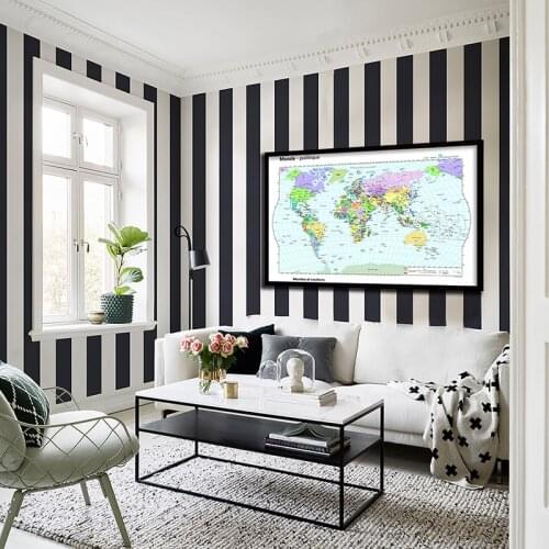 5x3feet Unframe Political Map of The World In French Non-toxic Large Political World Map Wall Paper Non-woven Picture