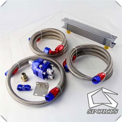 7 ROW AN-10AN UNIVERSAL OIL COOLER + FILTER RELOCATION KIT