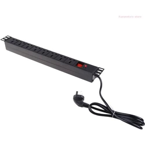 83XC 1U PDU 8 Outlet Metal Power Strip Surge Protector 250V 10A 2500W with Long Extension Cord for 19 inch Server Rack