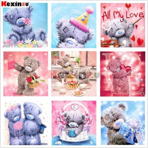 Full Diamond Painting Cross Stitch Mosaic Cartoon Bear 5D Diy Square Round Stone Bead Drill 3d Embroidery Rhinestone Gift BK
