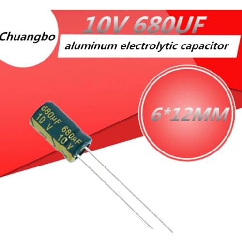 30pcs 680UF 10V 6*12 Low ESR/Impedance high frequency aluminum electrolytic capacitor size 6*12MM 10V 680UF 20