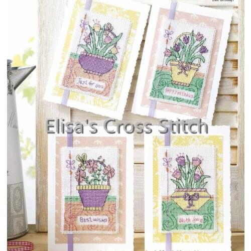 CD127 Cross Stitch Kit Card Package Greeting Card Needlework Counted Cross-Stitching Kits Christmas Gift Birthday Basket Cards