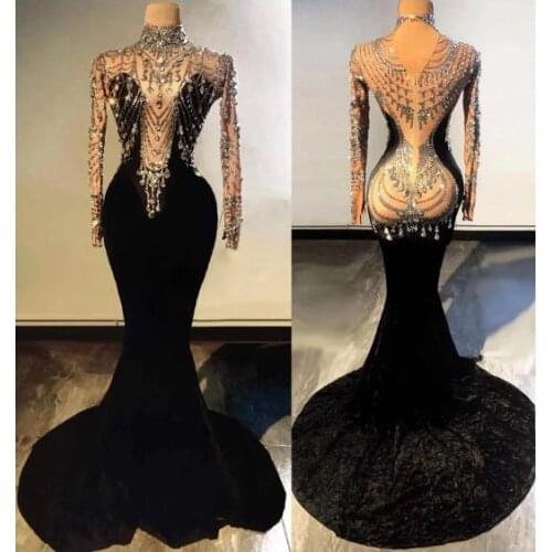 Black luxrucy sparkly evening dress women celebrate birthday dresses club bar party girl stage show wear dj clothing