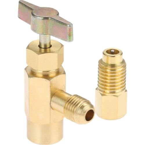 R-1234YF Can Tap Dispenser 1/2 Self-Sealing Refrigerant Bottle Opener 1/4 Cooling Pipe Connection With 1/4 x 1/2 Adapter Thread