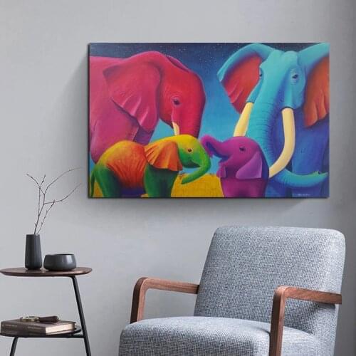 GOODECOR Elephant Posters And Prints Canvas Painting Animal Colorful Wall Pictures For Living Room Modern Home Decoration