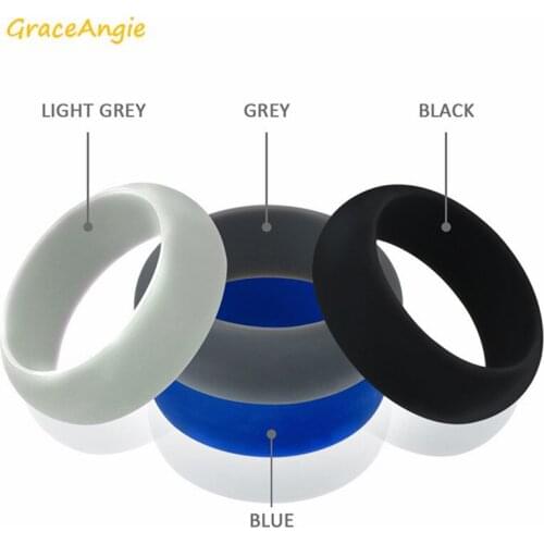 GraceAngie 3pcs/set Stunning Colorful Silicone Rubber Wedding Band Gym Ring Slightly Elastic Pure Color Women Men Unique Jewelry
