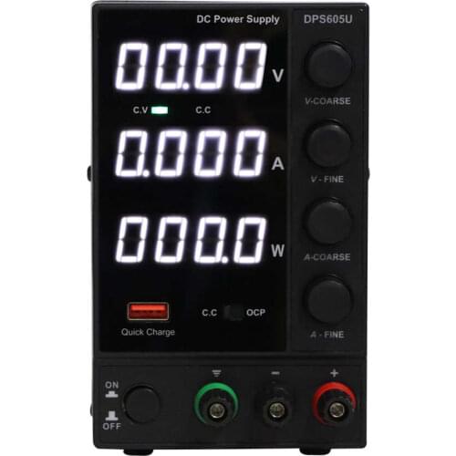 60V 5A Adjustable DC Power Supply With USB Quick Charging Regulated DC Power Supply for Phone Computer Maintenance