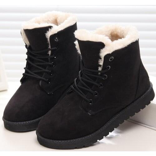 Mr Co Classic Women Winter Boots Suede Ankle Snow Boots Female Warm Fur Plush Insole High Quality Lace-Up Dropshipping