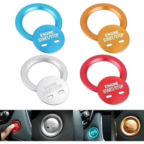 4 Colors Car Engine Push Start Stop Button & Surrounding Ring Decoration With Cover For Chevrolet VW Cadillac GMC Aluminum
