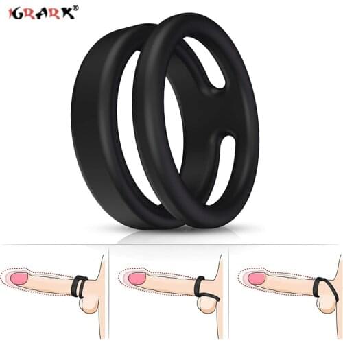 Penis Stretching Rings Ball Stretcher Silicone Dual CockRings Delay Ejaculation Extender Sex Toys For Man Erotic Accessories