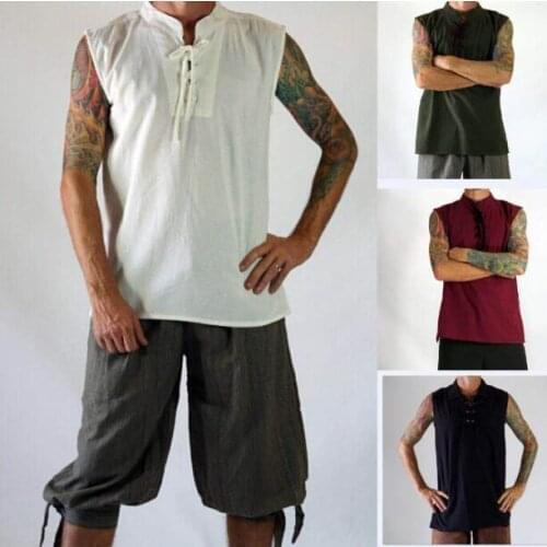 Adult Men Medieval Knight Warrior Costume Green Tunic Clothing Norman Chevalier Braid Viking Pirate Saxon LARP Top Shirt For Men