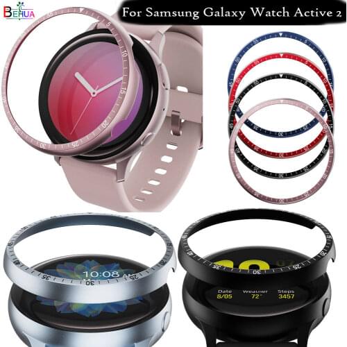 Metal Case Bezel Ring Cover For Samsung Galaxy Watch Active 2 44mm 40mm Smartwatch Dial Adhesive Anti Scratch protection Shell