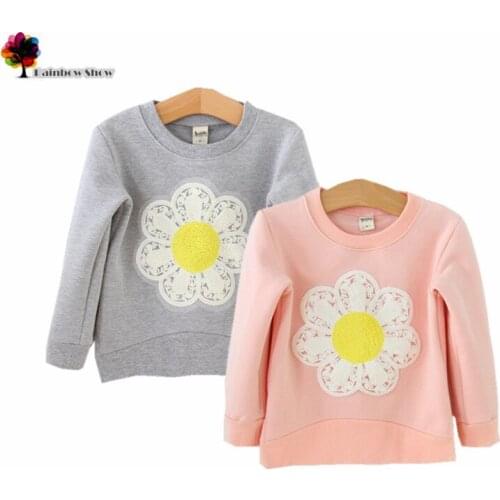 New Lovely Children Clothing Girls Autumn and Spring Velvet Thick Cotton Long-sleeved Sun Flower Child Sweatershirt