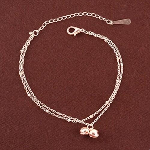New Sales Little Bell Anklet Bracelet Rose Gold Color Heart Coins Crystal Anklets For Women Barefoot Anklet Foot Chain Jewelry