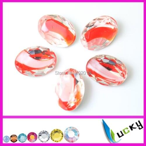 2015 new design 36pcs 13x18mm egg shape stones sharp back crystal flower color rhinestones strass for jewelry making