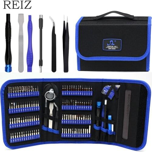 REIZ 128 Pcs Screwdriver Set Precision CR-V Screw Bits Torx Slotted Phillips Multifunction Mobile Phone Portable Repair Tool Kit