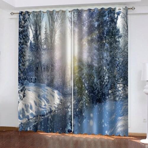 3d Curtains Blackout for Living Room Kids Bedroom Fabric winter forest curtains Decoration curtains