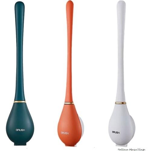 Silicone Brush Head Toilet Brush Wall-Mounted Automatic Opening And Closing Bathroom Cleaning Brush Set No Dead Corner Wash