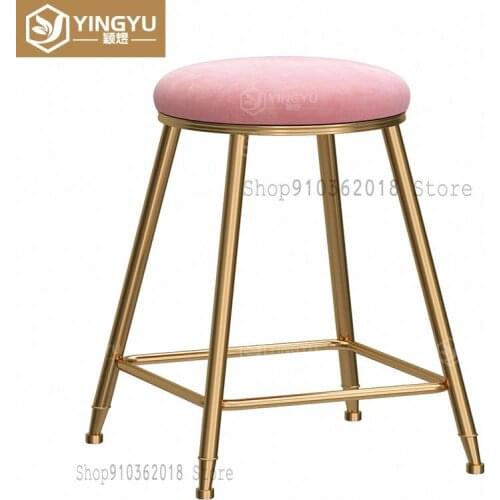 Nordic Low Stool Net Red Dining Chair Household Simple Makeup Stool Restaurant Milk Tea Shop Small Round Stool Stacking Iron Cha