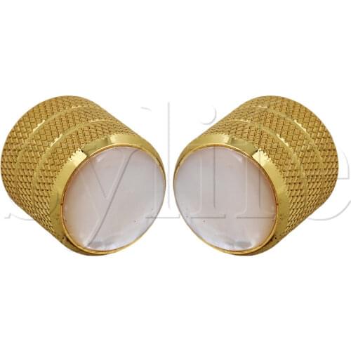Electric Guitar Replacement Gold Three Circle Dome Knobs White Head Pack of 3